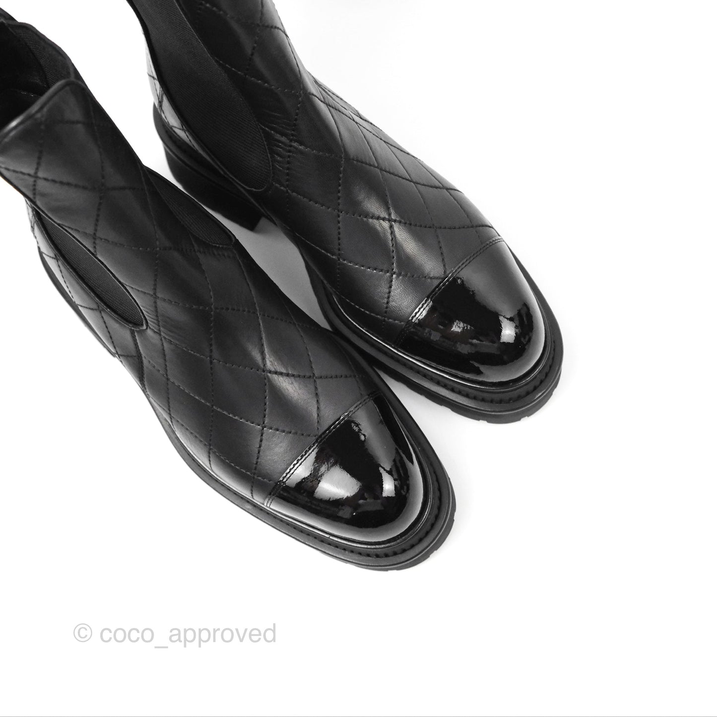 Chanel Ankle Boots Quilted Black Leather Size 39