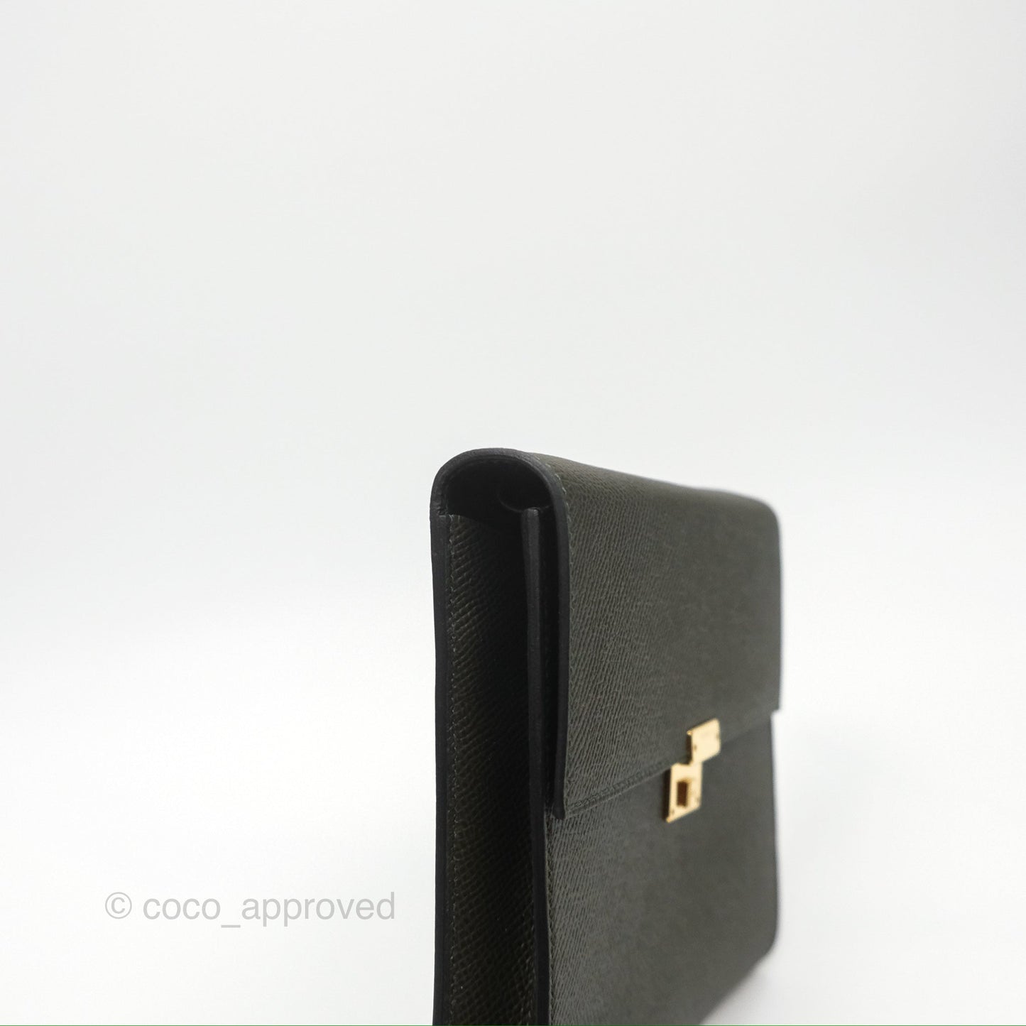 Hermès Clic 16 Wallet On Chain Vert De Gris Epsom Gold Hardware