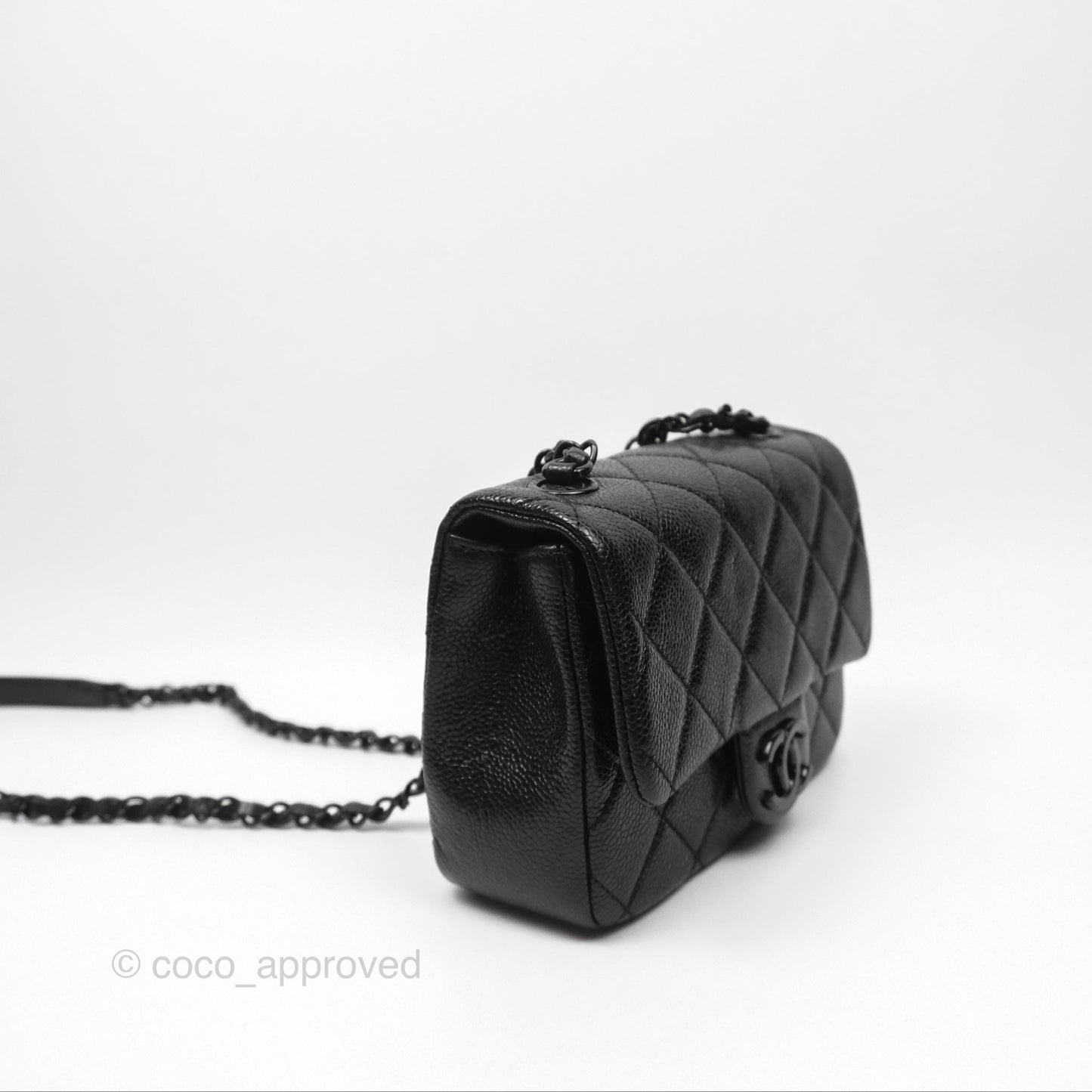 Chanel Quilted Mini Square Flap Bag So Black Caviar Incognito