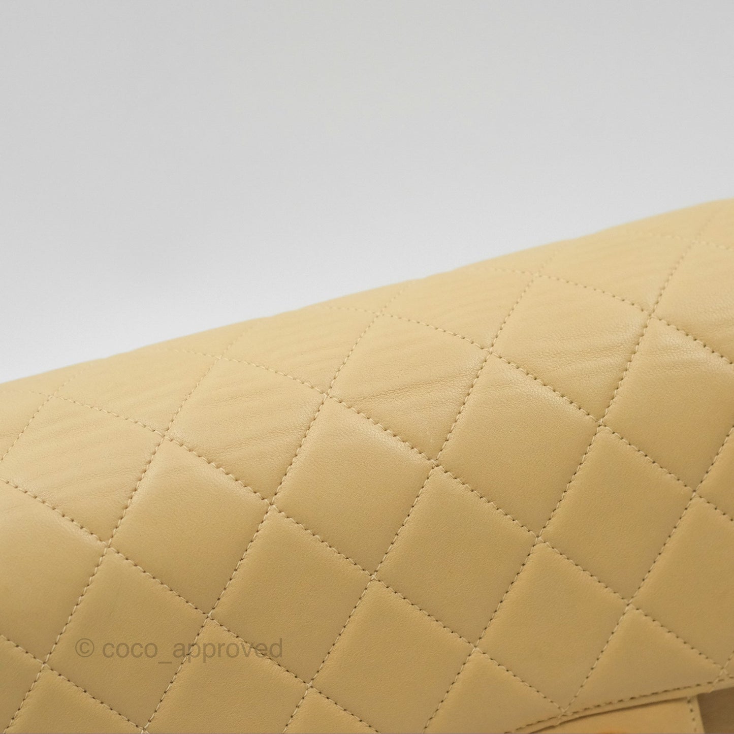 Chanel Vintage Double Sided Flap Bag Quilted Beige Lambskin Gold Hardware