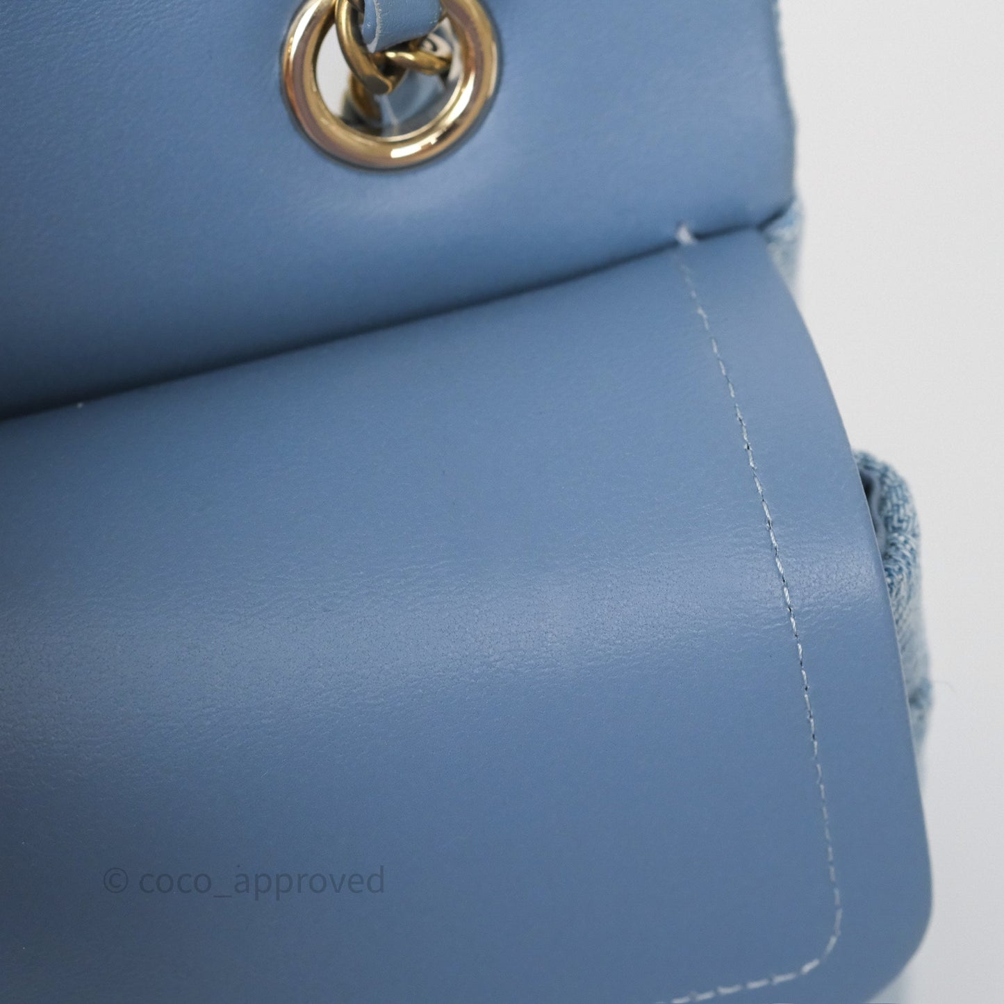 Chanel Quilted Small Double Flap Blue Printed Denim Gold Hardware