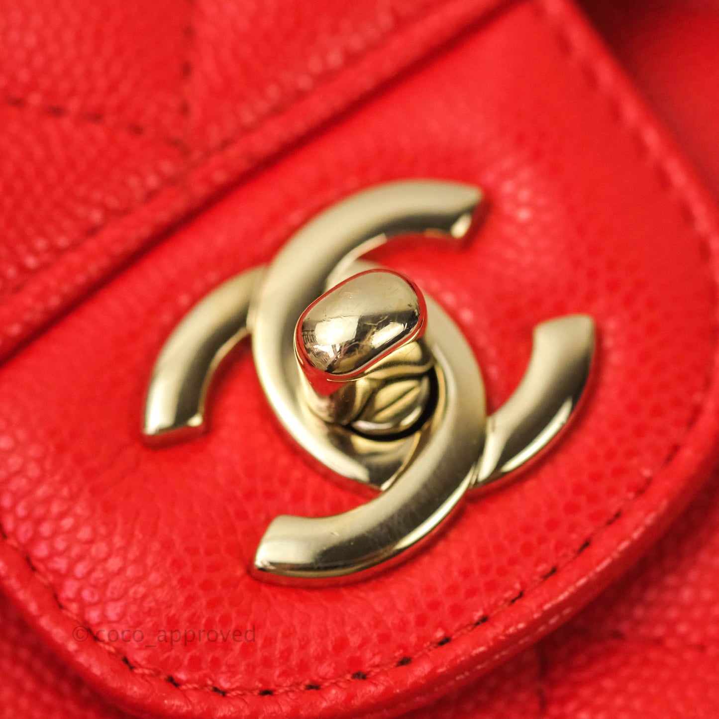 Chanel Classic M/L Medium Double Flap Red Caviar Gold Hardware