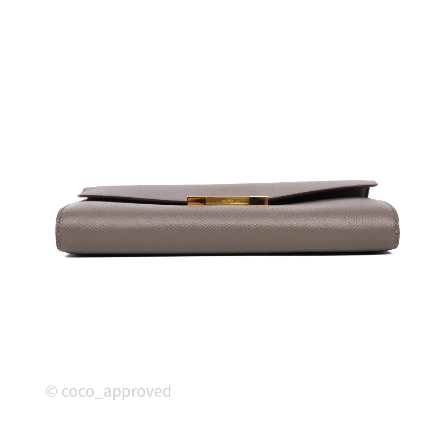 Hermès Constance To Go Wallet Gris Etain 8F Epsom Gold hardware