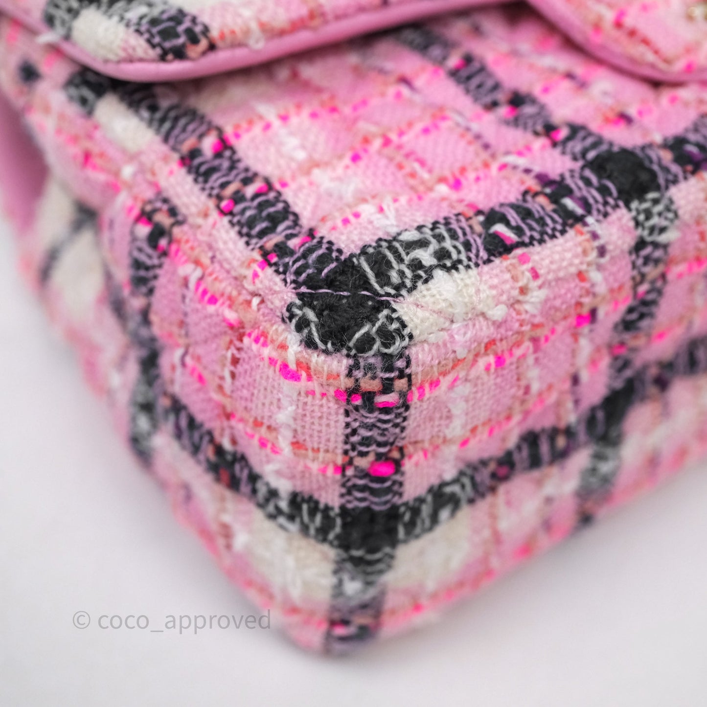 Chanel Quilted Mini Rectangular Flap Pink Tweed Gold Hardware