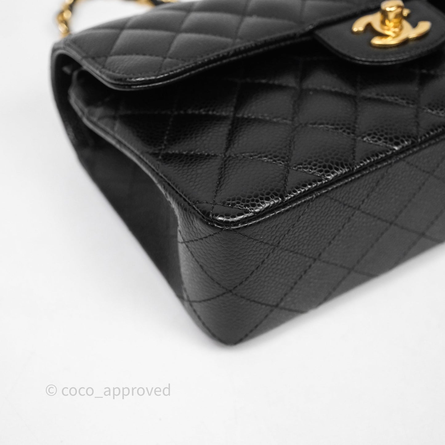 Chanel Small Classic Flap Quilted Black Caviar Gold Hardware