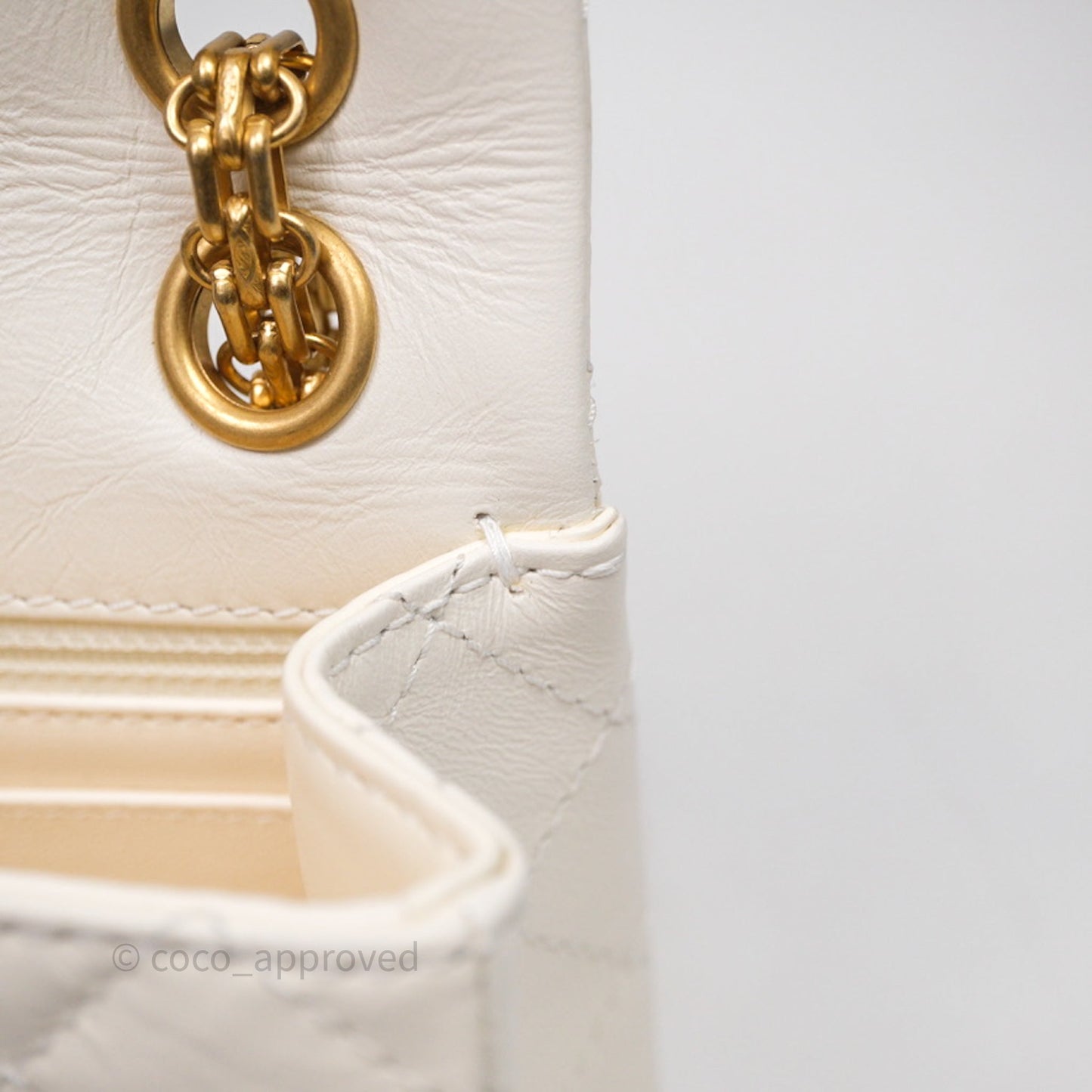 Chanel Mini Reissue 224 White Calfskin Aged Gold Hardware