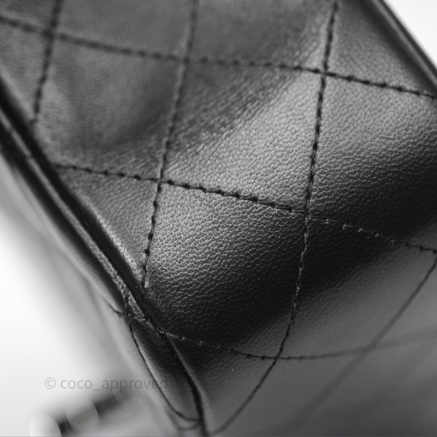Chanel Quilted Mini Rectangular Flap Black Lambskin Silver Hardware