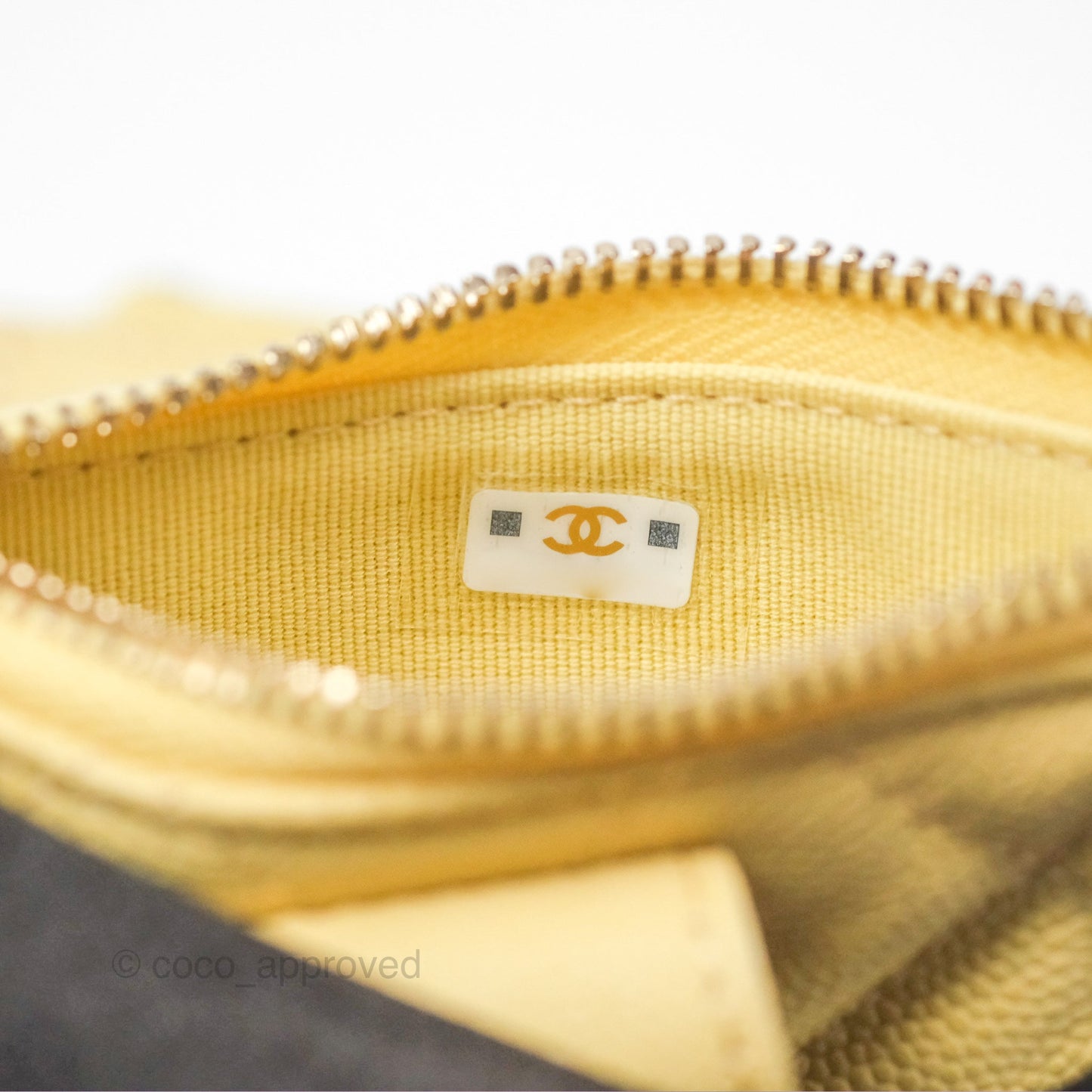 Chanel Classic Double Zip Card Case Yellow Caviar Gold Hardware