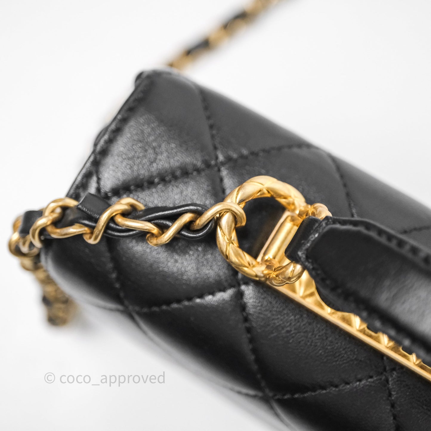 Chanel Trendy Spirit Top Handle Black Flap Bag Calfskin Gold Hardware