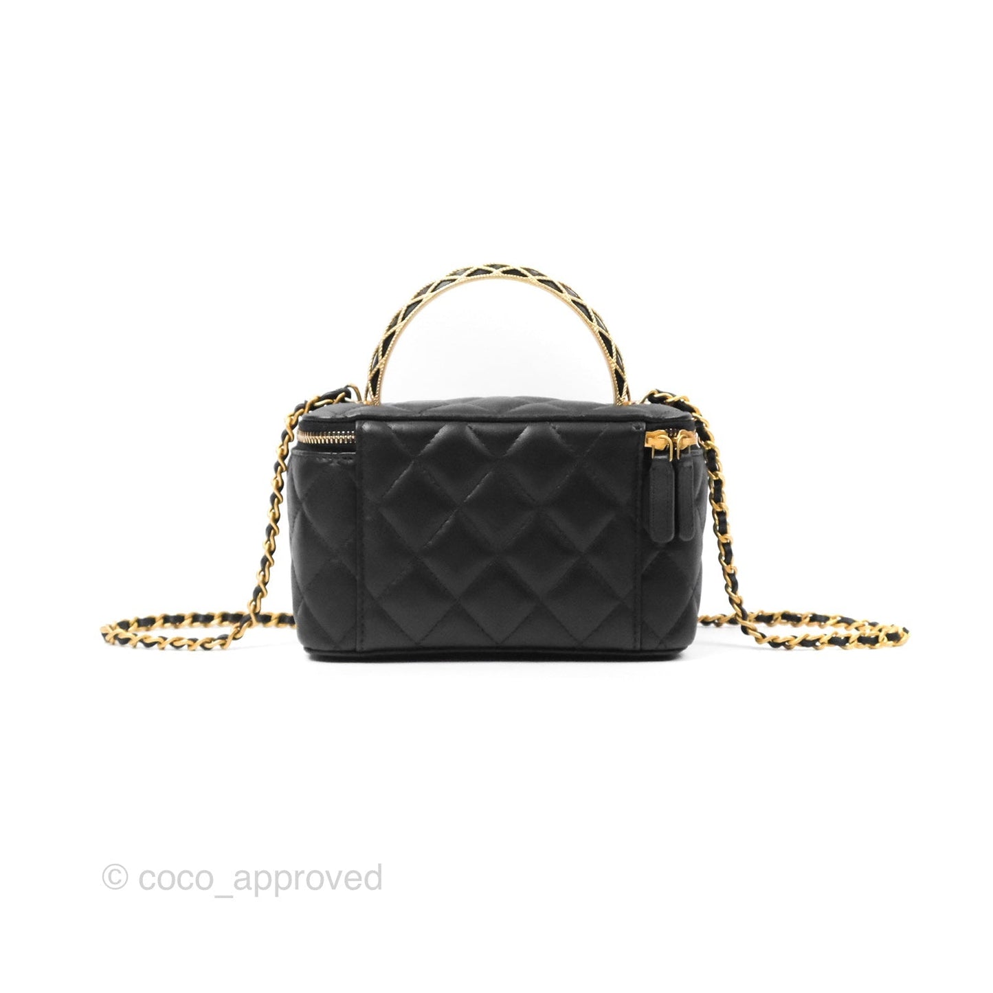 Chanel Top Handle Vanity Rectangular Black Lambskin Gold Hardware