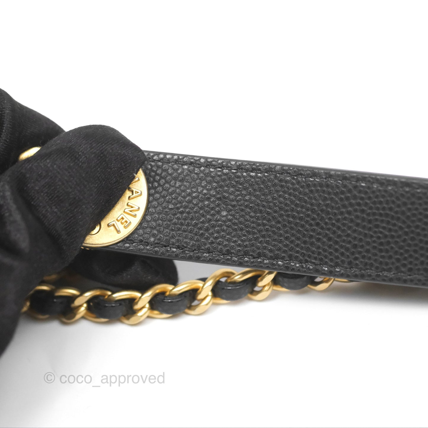 Chanel Mini Flap with Coin Charm Black Caviar Aged Gold Hardware 22A