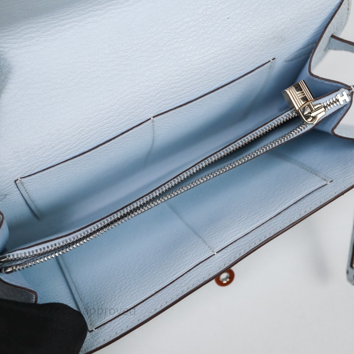 Hermès Kelly To Go Bleu Brume T0 Chèvre Mysore Palladium Hardware