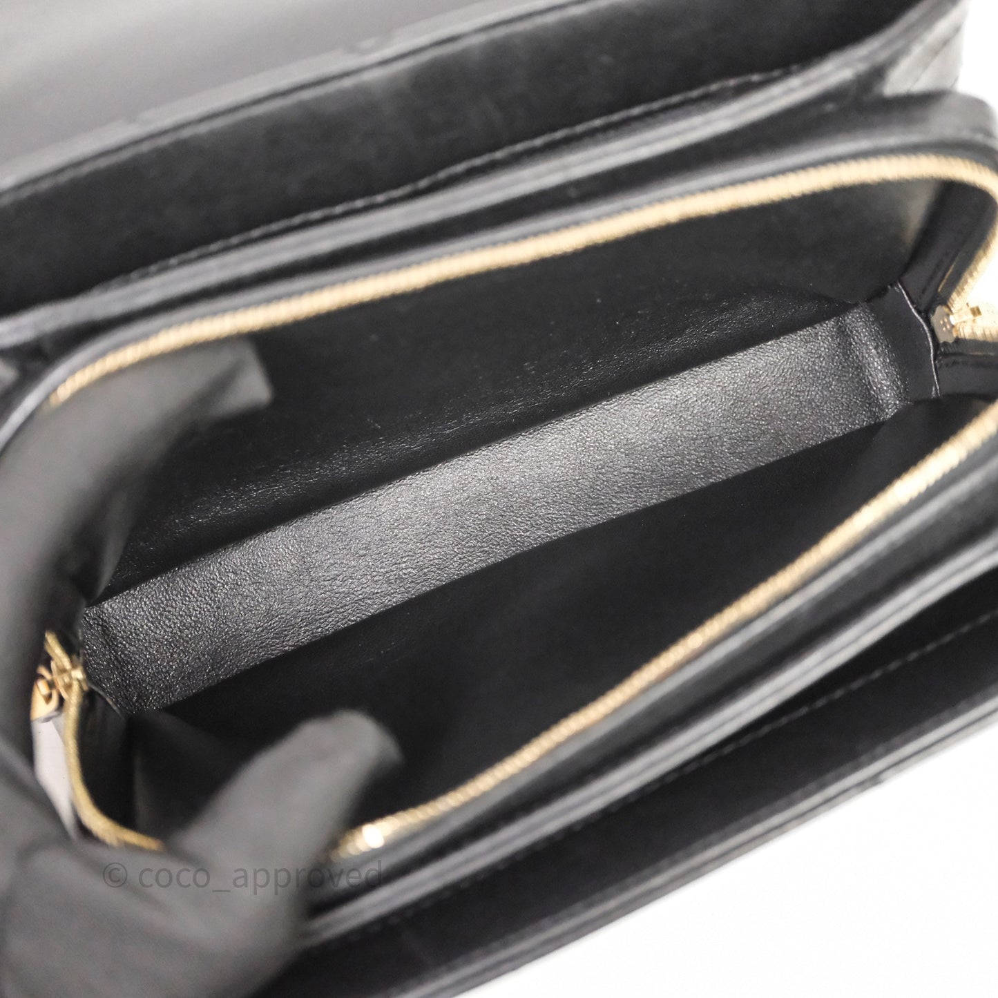 Chanel Chevron Flap Bag Black Calfskin Aged Gold Hardware