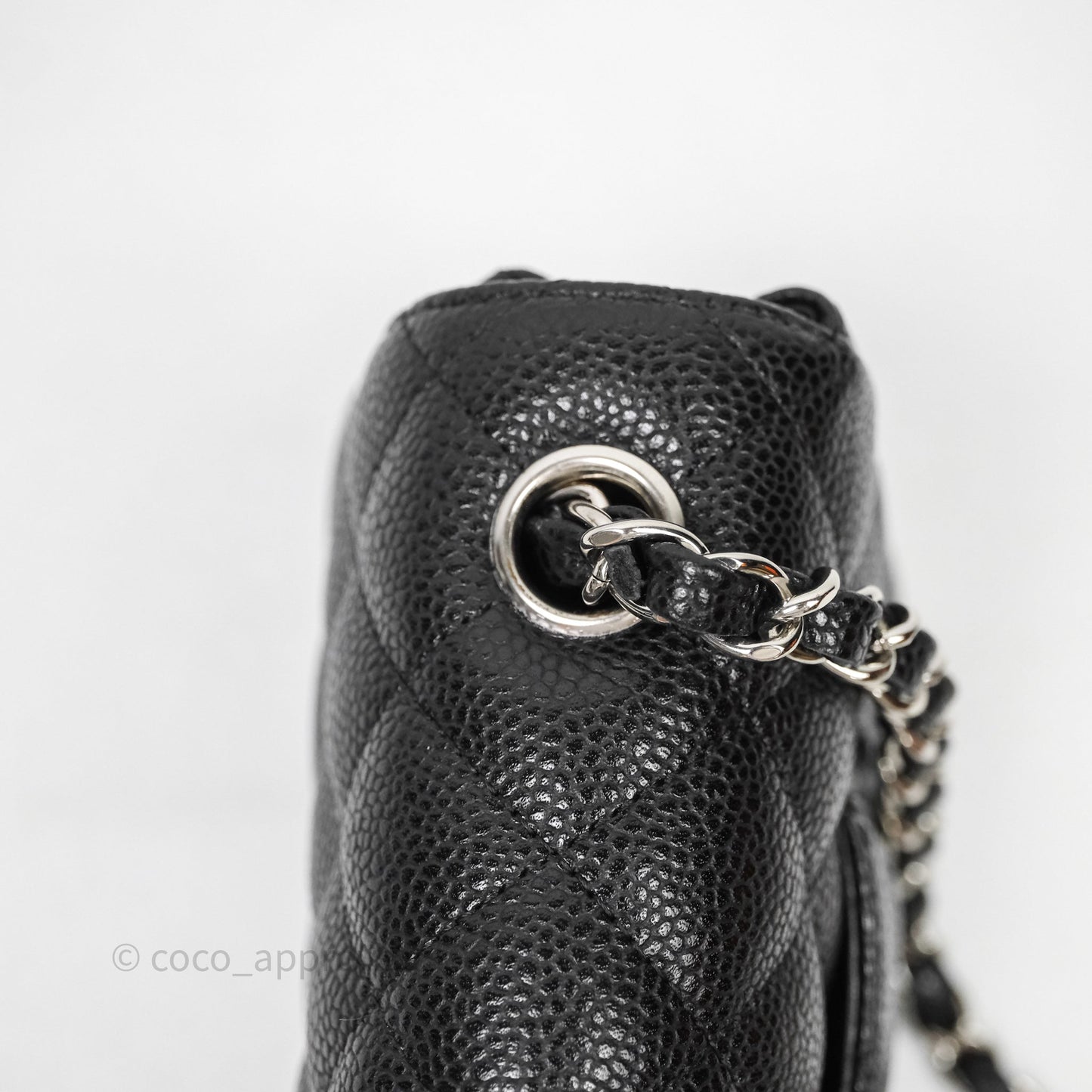Chanel East West Flap Bag Black Caviar Silver Hardware