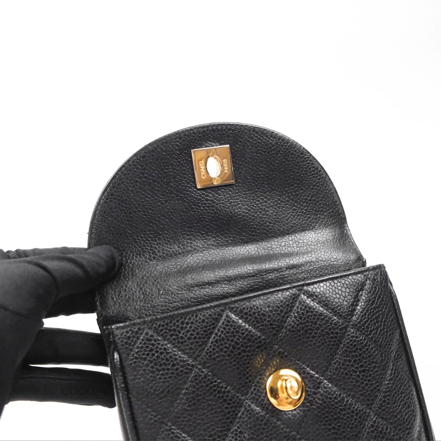 Chanel Vintage Belt Bag Black Caviar 24K Gold Hardware