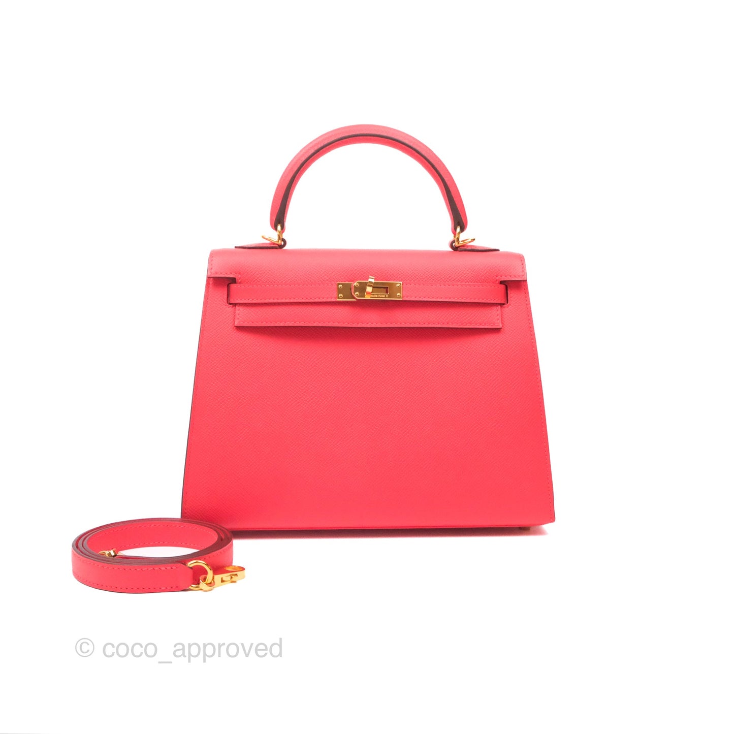 Hermès Kelly 25 Sellier Rose Jaipur Epsom Gold Hardware