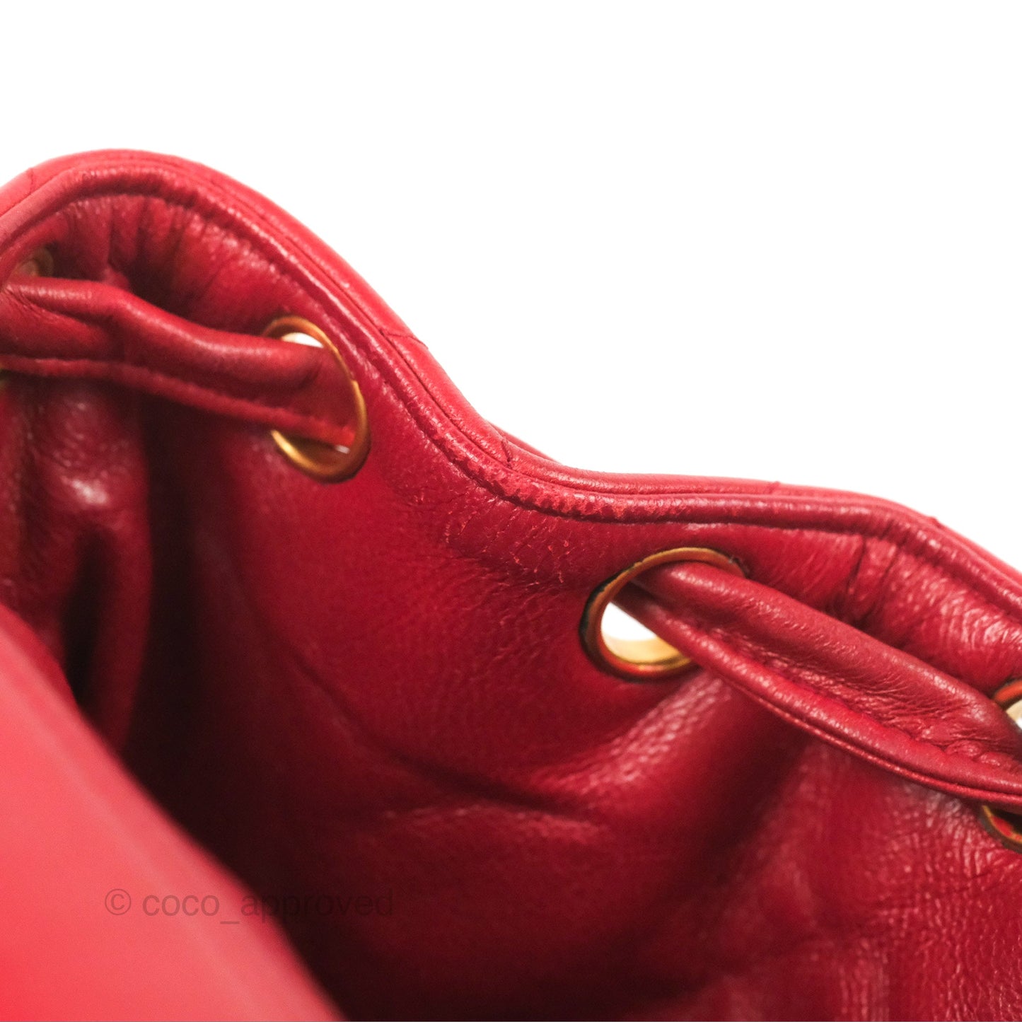 Chanel Vintage CC Duma Backpack Red Lambskin 24K Gold Hardware