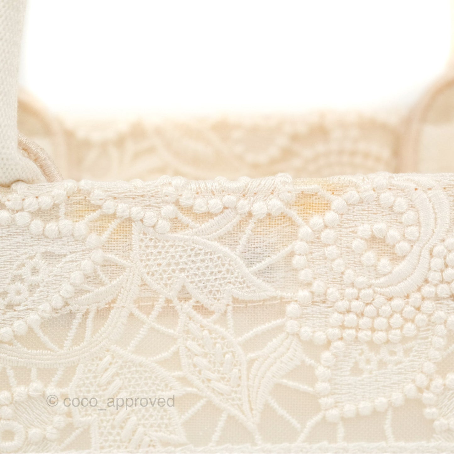 Dior Small Book Tote Natural Macramé-Effect Embroidery