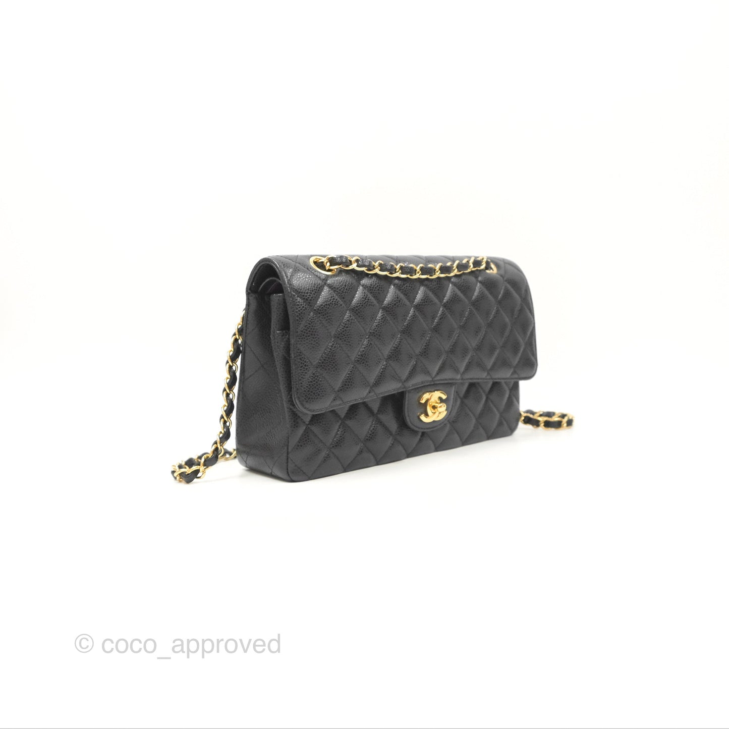 Chanel Classic M/L Medium Flap Quilted Black Caviar Gold Hardware