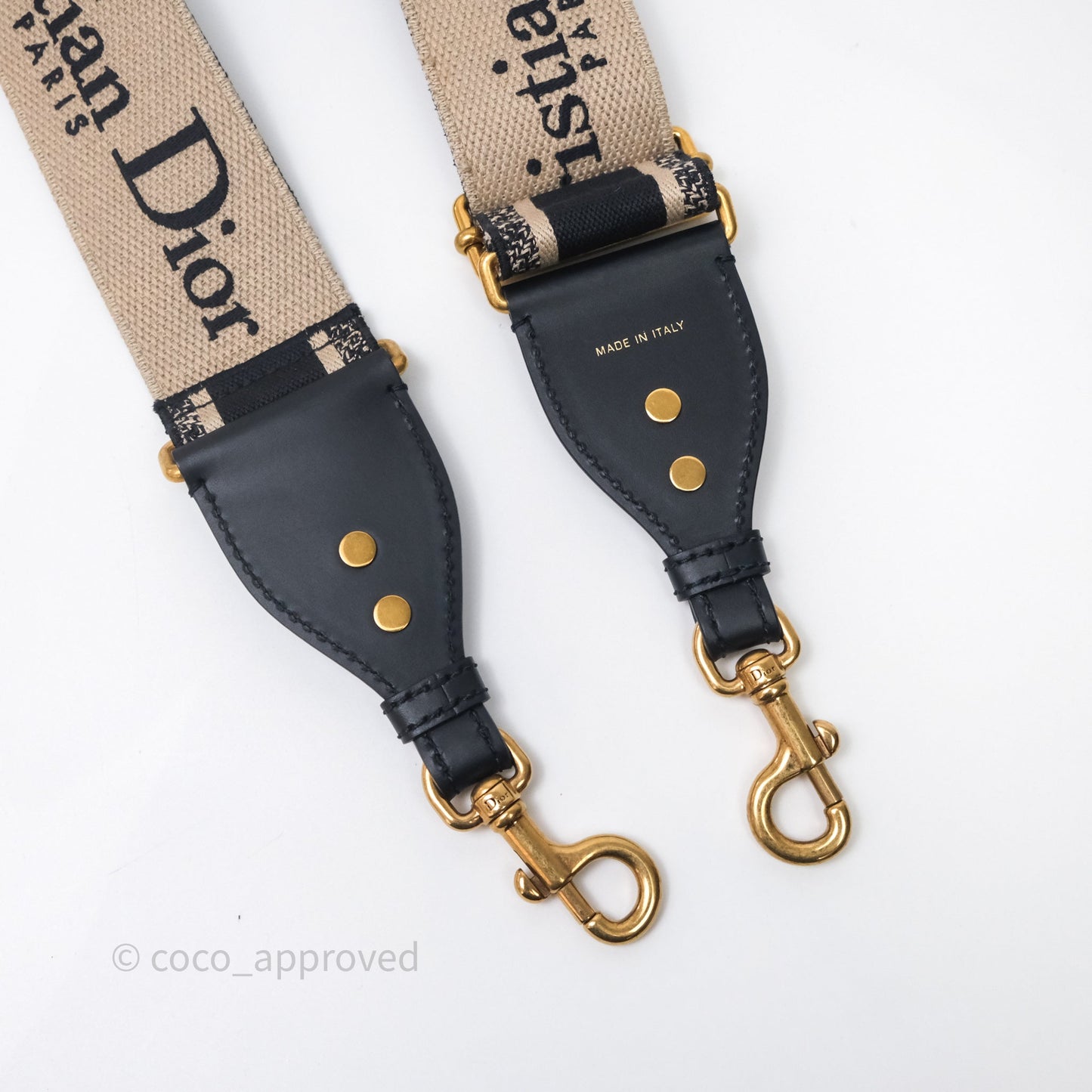 Christian Dior Navy 'Christian Dior Paris' Embroidery Shoulder Strap