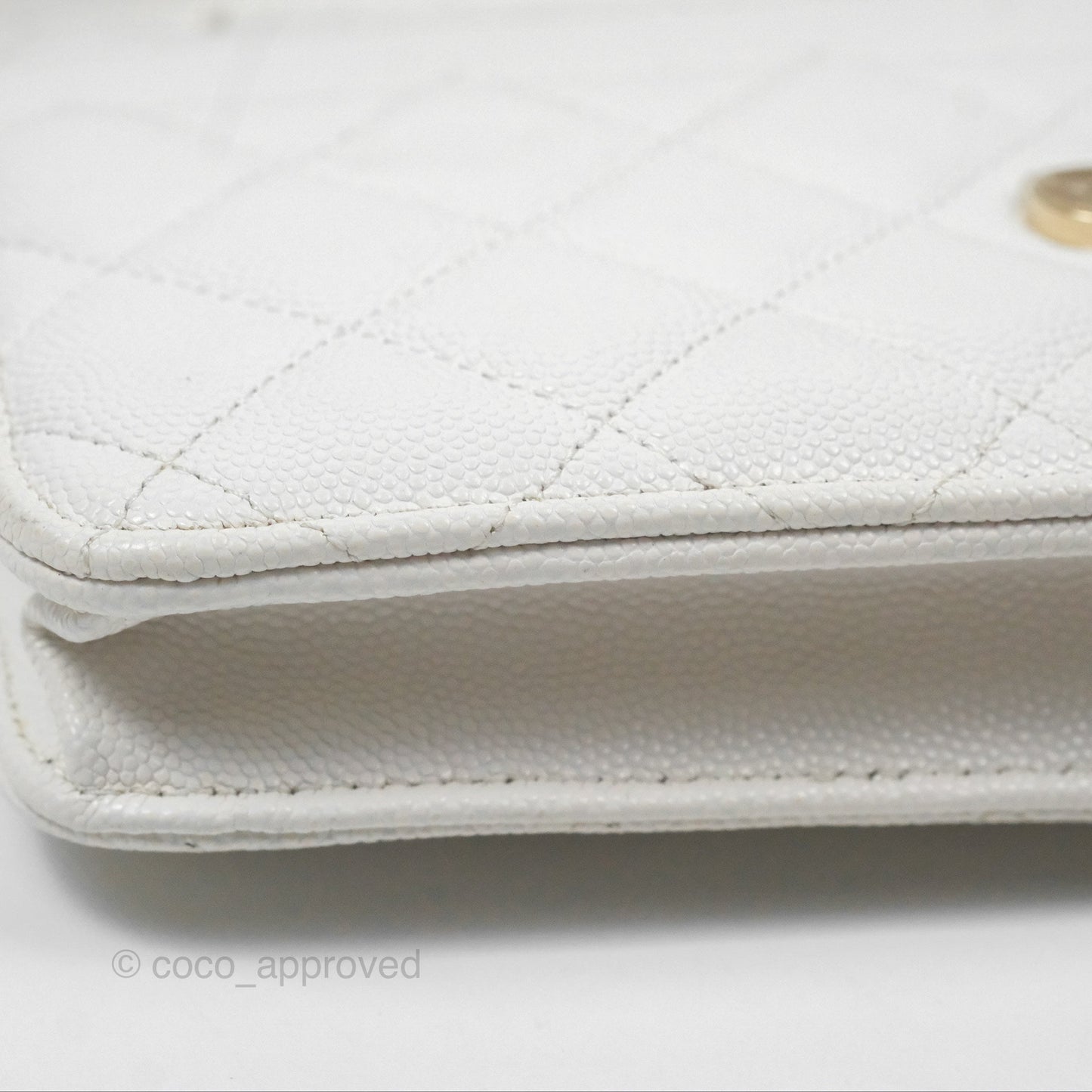 Chanel Quilted Classic Wallet on Chain WOC White Caviar Gold Hardware