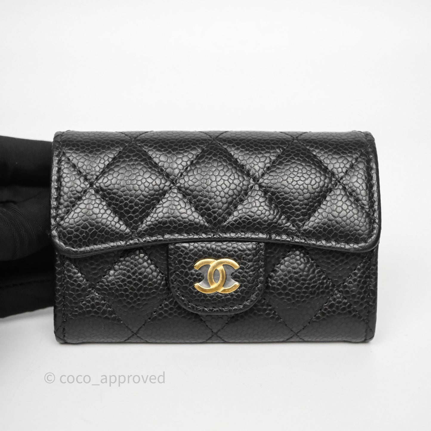 Chanel Quilted Flap Card Holder Black Caviar Gold Hardware