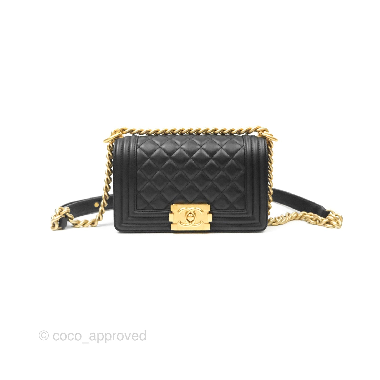 Chanel Small Boy Black Calfskin Gold Hardware