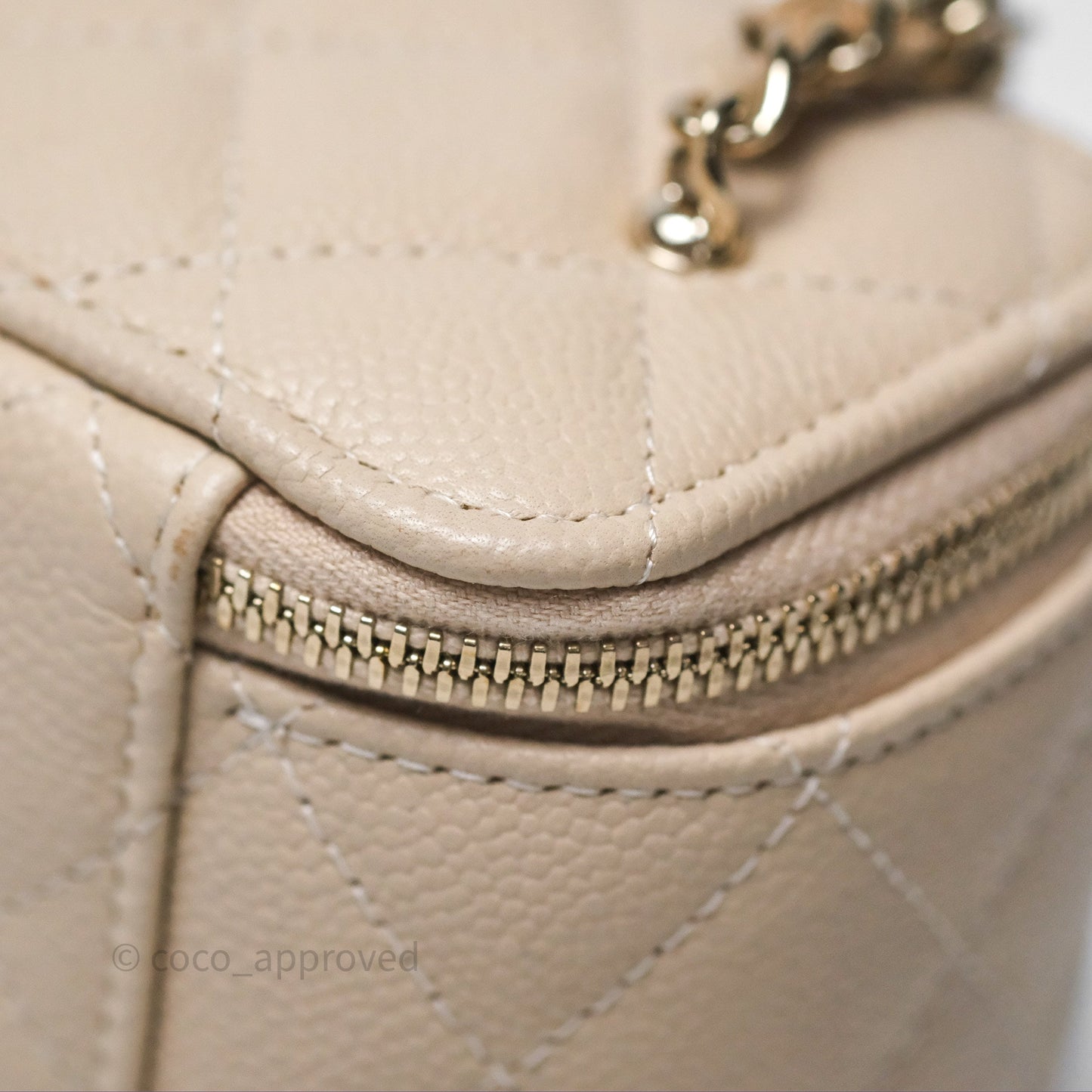 Chanel Mini Vanity With CC Chain Beige Caviar Gold Hardware