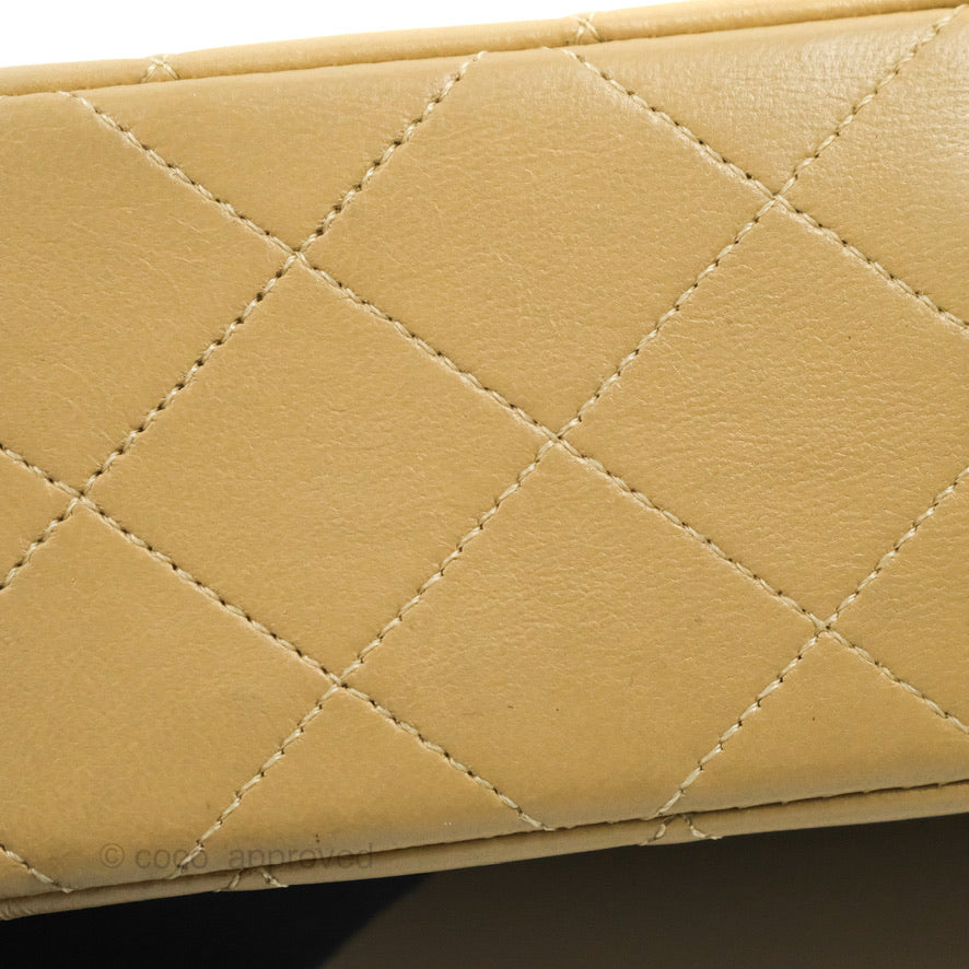 Chanel Vintage Square Flap Bag Beige Lambskin 24K Gold Hardware
