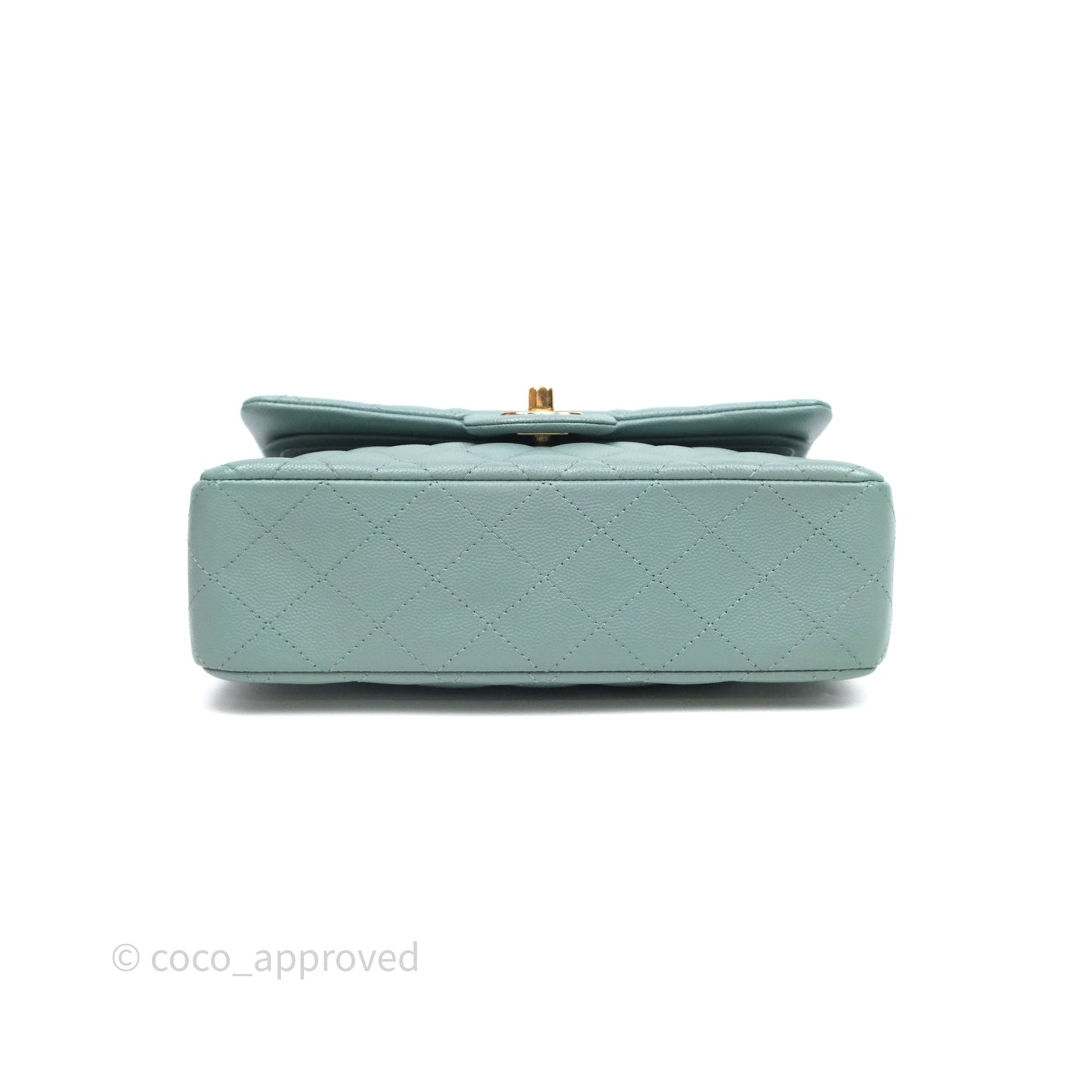 Chanel Small Quilted Classic Flap Tiffany Green Cavier Gold Hardware