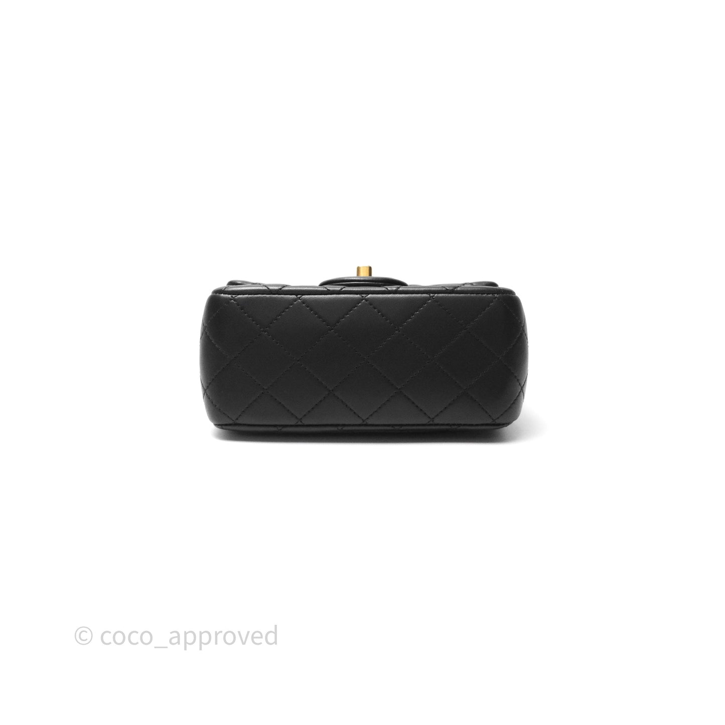 Chanel Pearl Crush Mini Square Quilted Black Lambskin Aged Gold Hardware