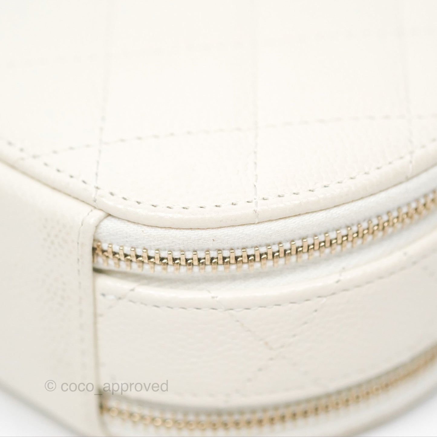 Chanel Mini Round Vanity Bag Handle With Care Ivory Caviar