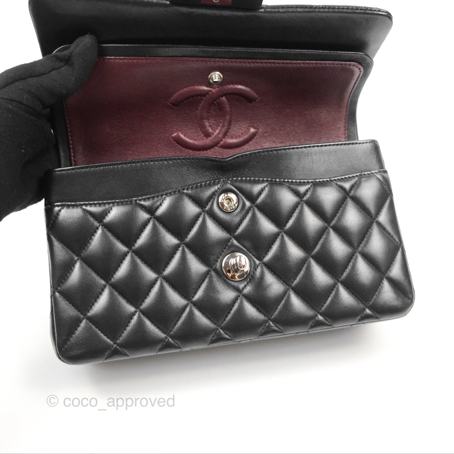 Chanel Small Classic Quilted Flap Black Lambskin Silver Hardware