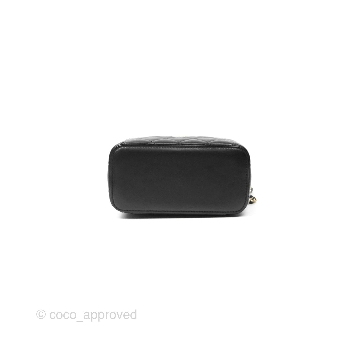 Chanel Vanity Rectangular Top Handle Black Lambskin Gold Hardware
