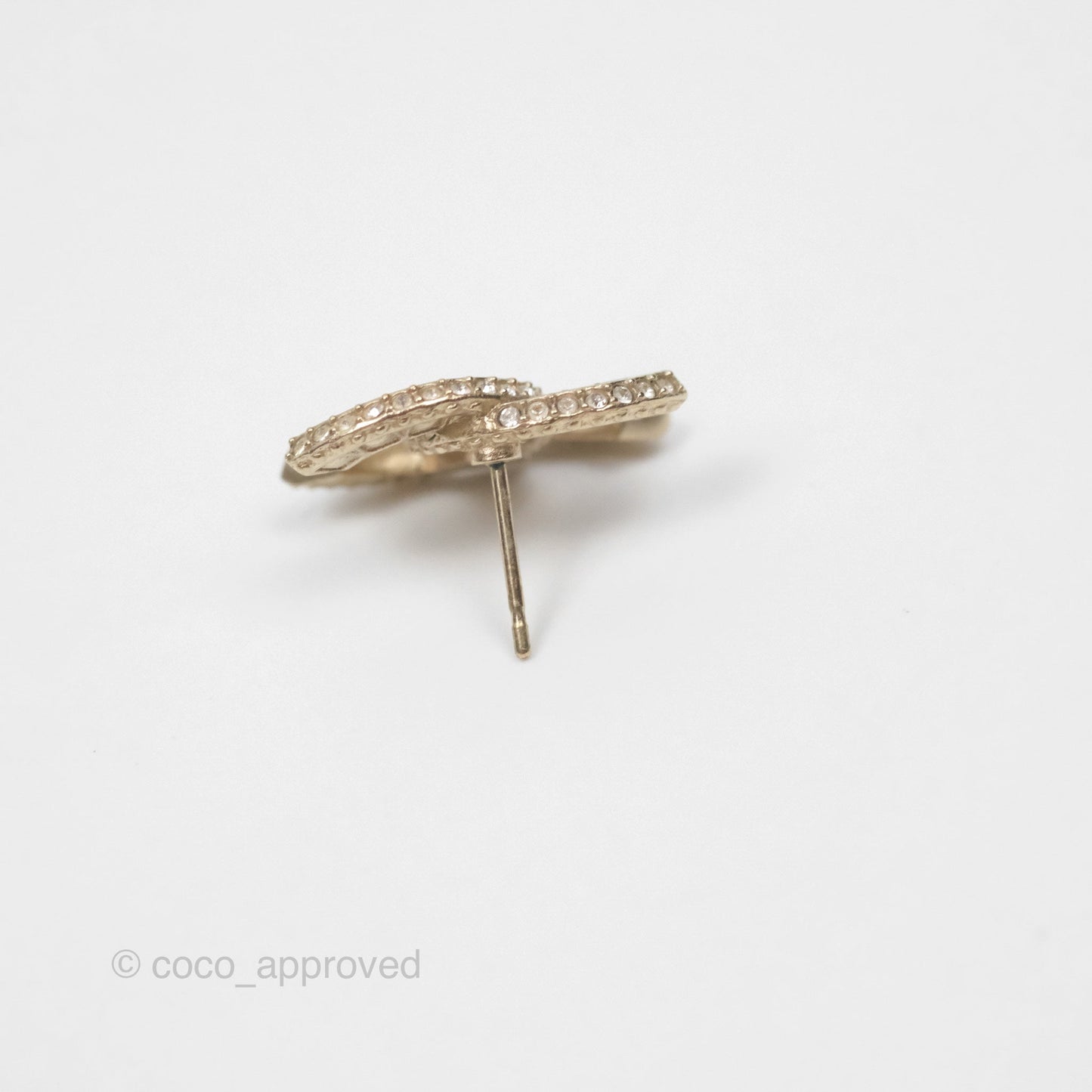 Chanel Crystal CC Earrings Gold Tone 20V
