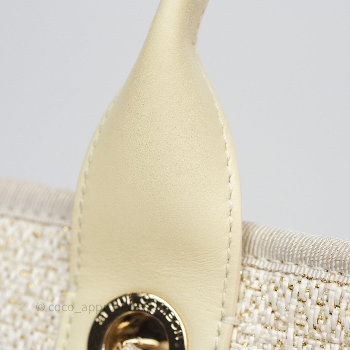 Chanel Large Deauville Ivory/Gold Canvas Gold Hardware