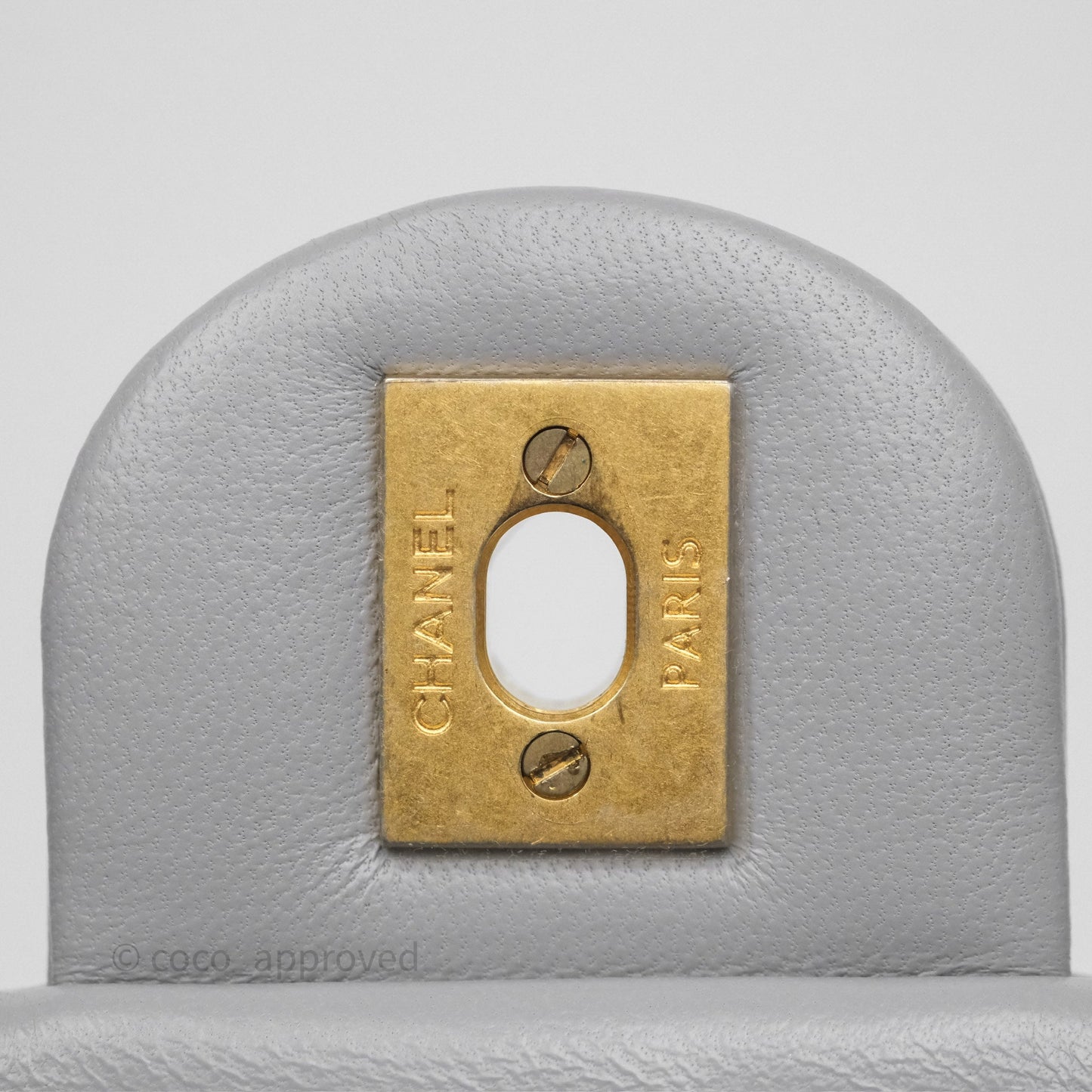 Chanel Pearl Crush Mini Square Quilted Grey Lambskin Aged Gold Hardware