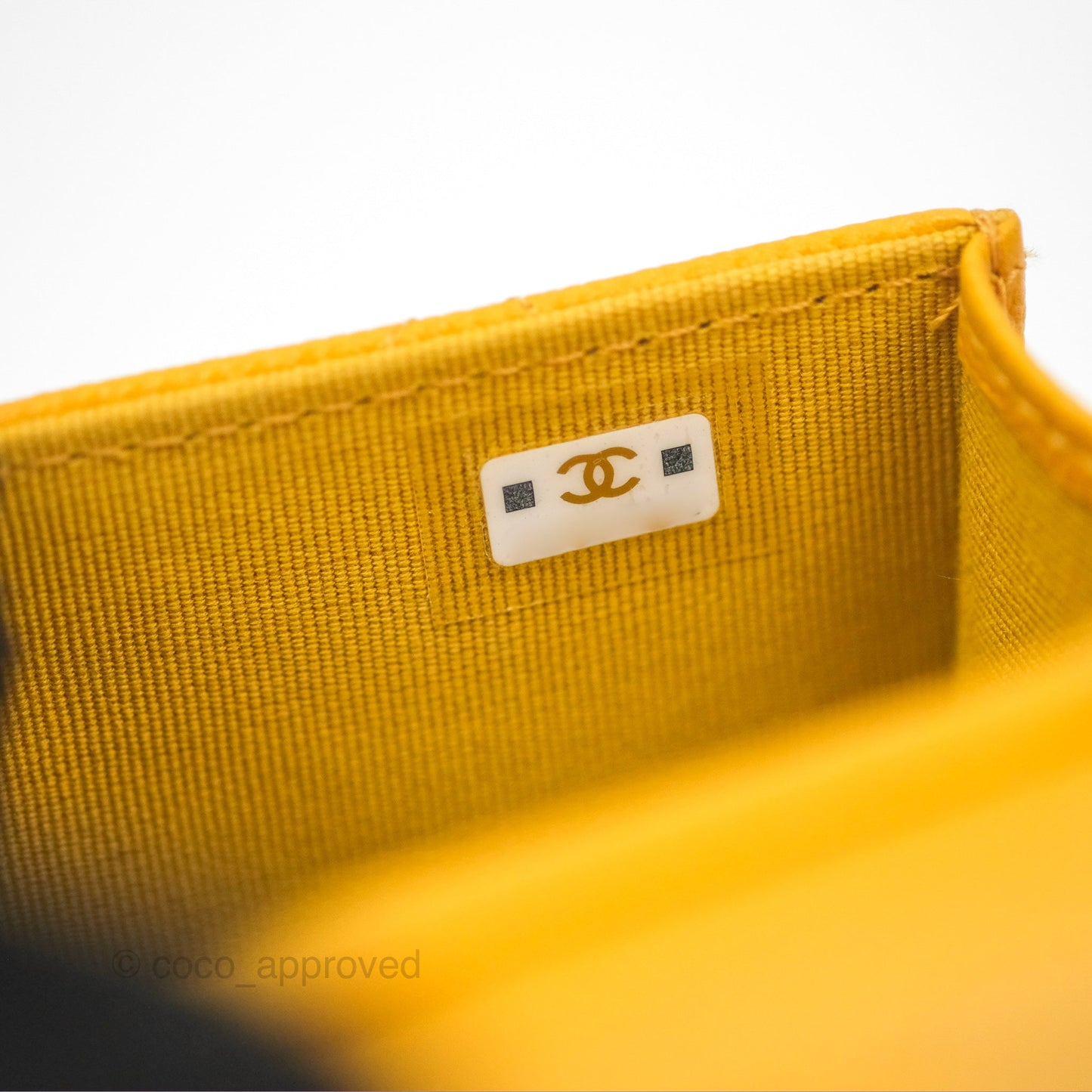 Chanel Mini Wallet With Chain Yellow Caviar Gold Hardware