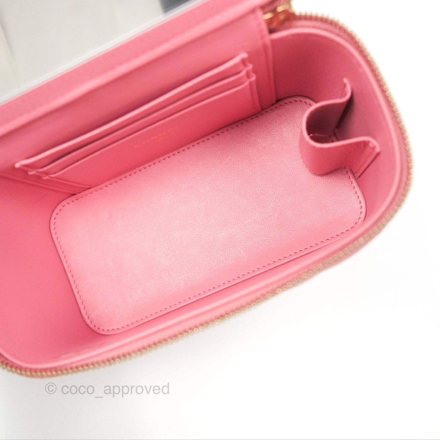 Chanel Vanity Rectangular Top Handle Pink Lambskin Gold Hardware