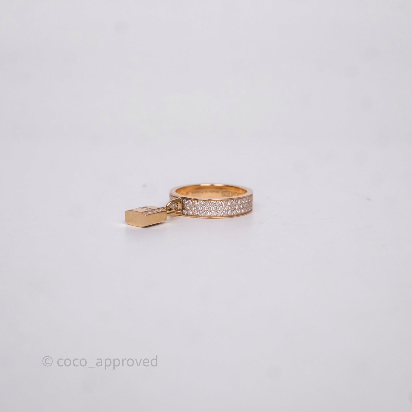 Hermès Kelly Cadenas Ring Rose Gold Diamonds Size 50