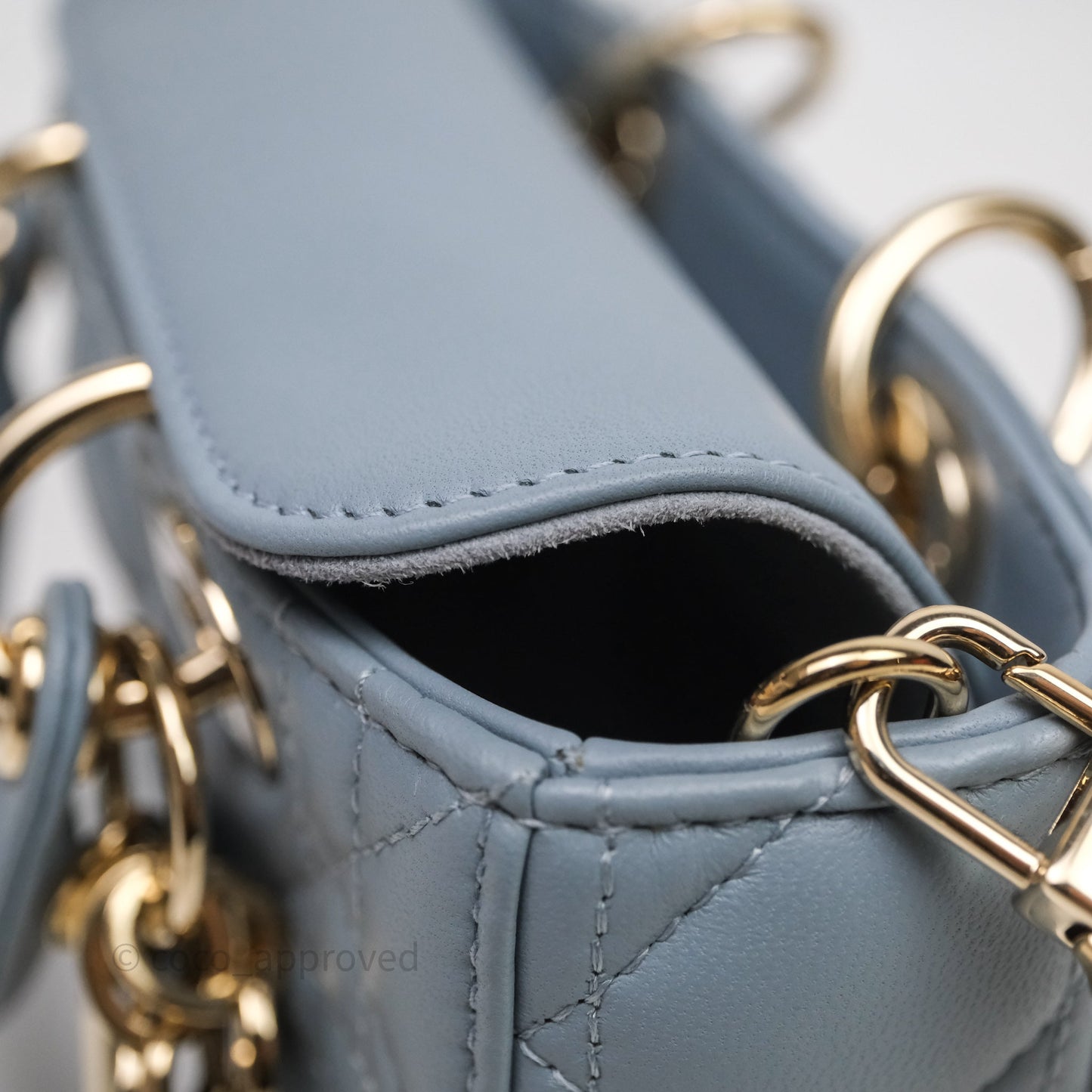 Christian Dior Micro Lady D-Joy Bag Blue Cannage Lambskin Light Gold Hardware