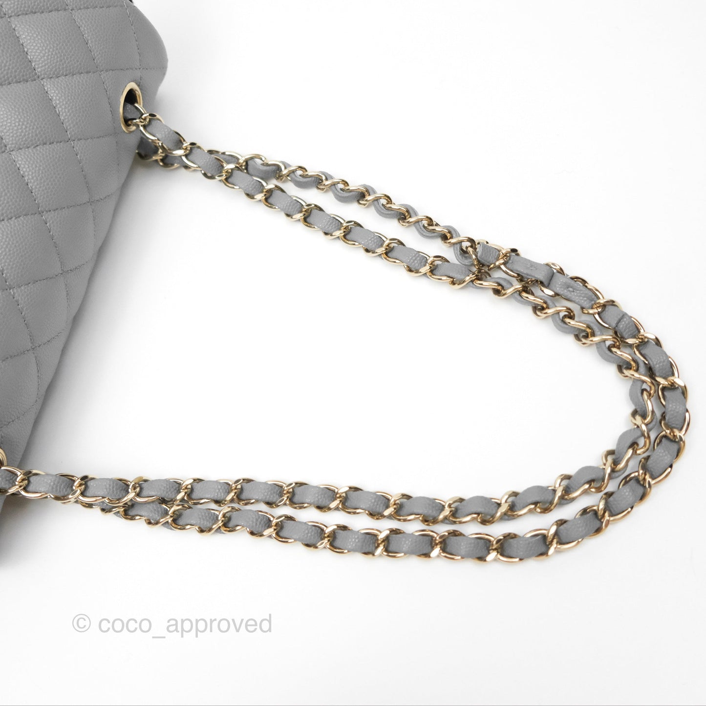 Chanel Small Classic Quilted Flap Grey Caviar Gold Hardware