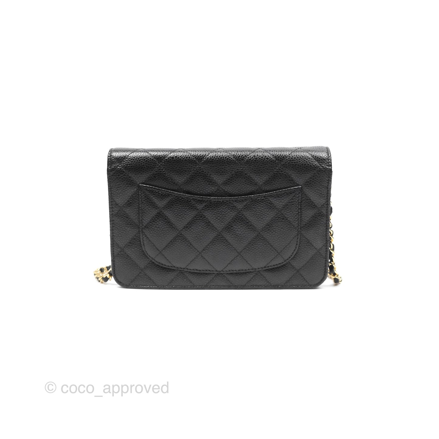 Chanel Classic Wallet On Chain WOC Quilted Black Caviar Gold Hardware