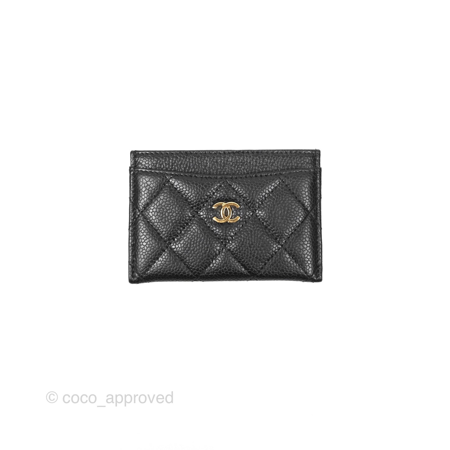Chanel Classic Black Flat Card Holder Caviar Gold Hardware