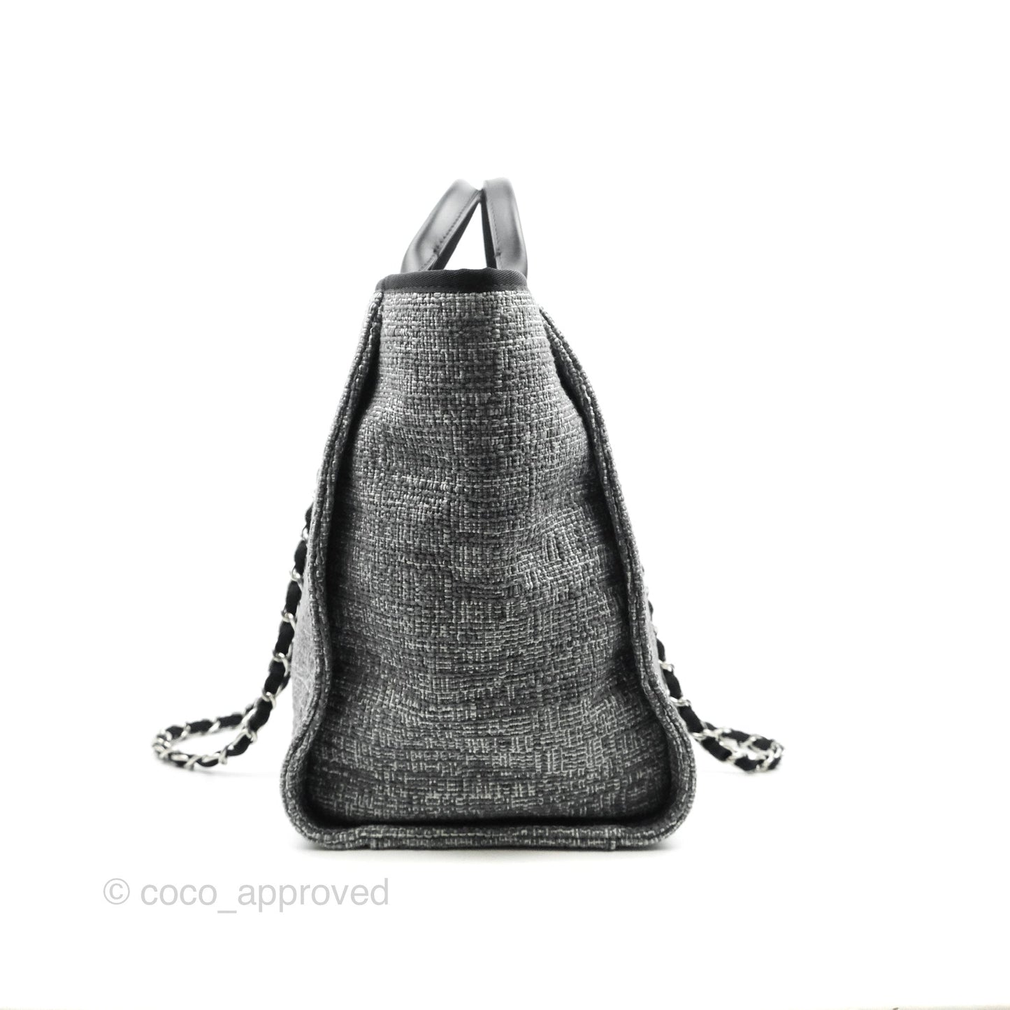 Chanel Large Deauville Charcoal Grey Tweed