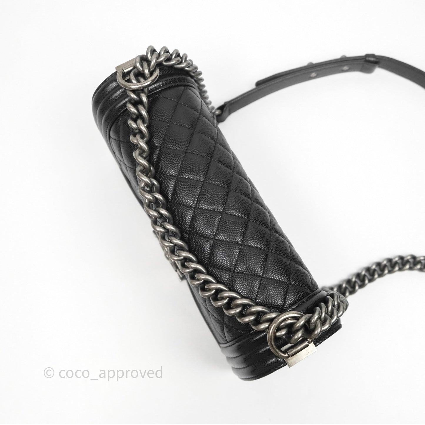 Chanel Quilted Medium Boy Black Caviar Ruthenium Hardware