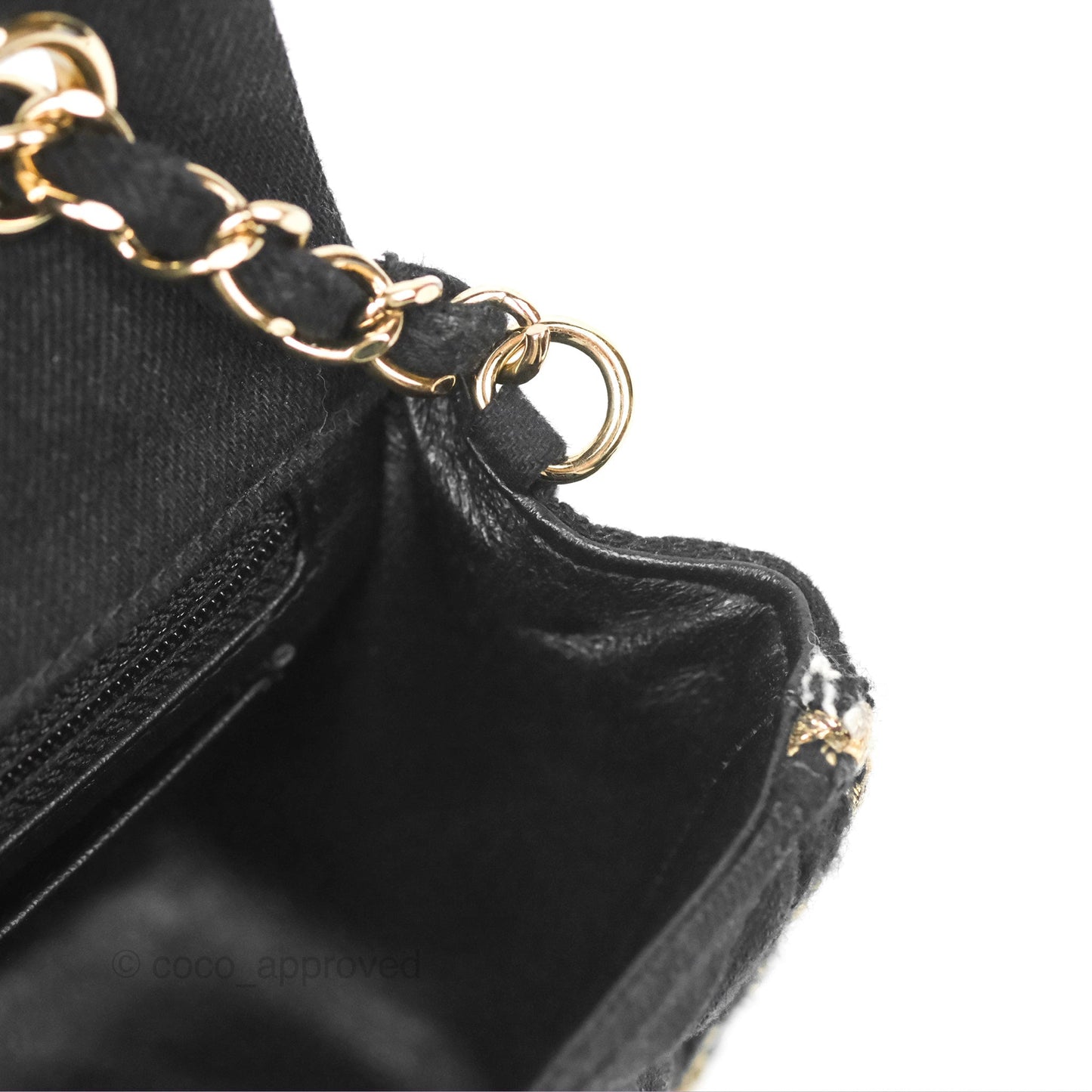 Chanel Mini Rectangular Flap Bag Black Denim Braided Gold Hardware 18A