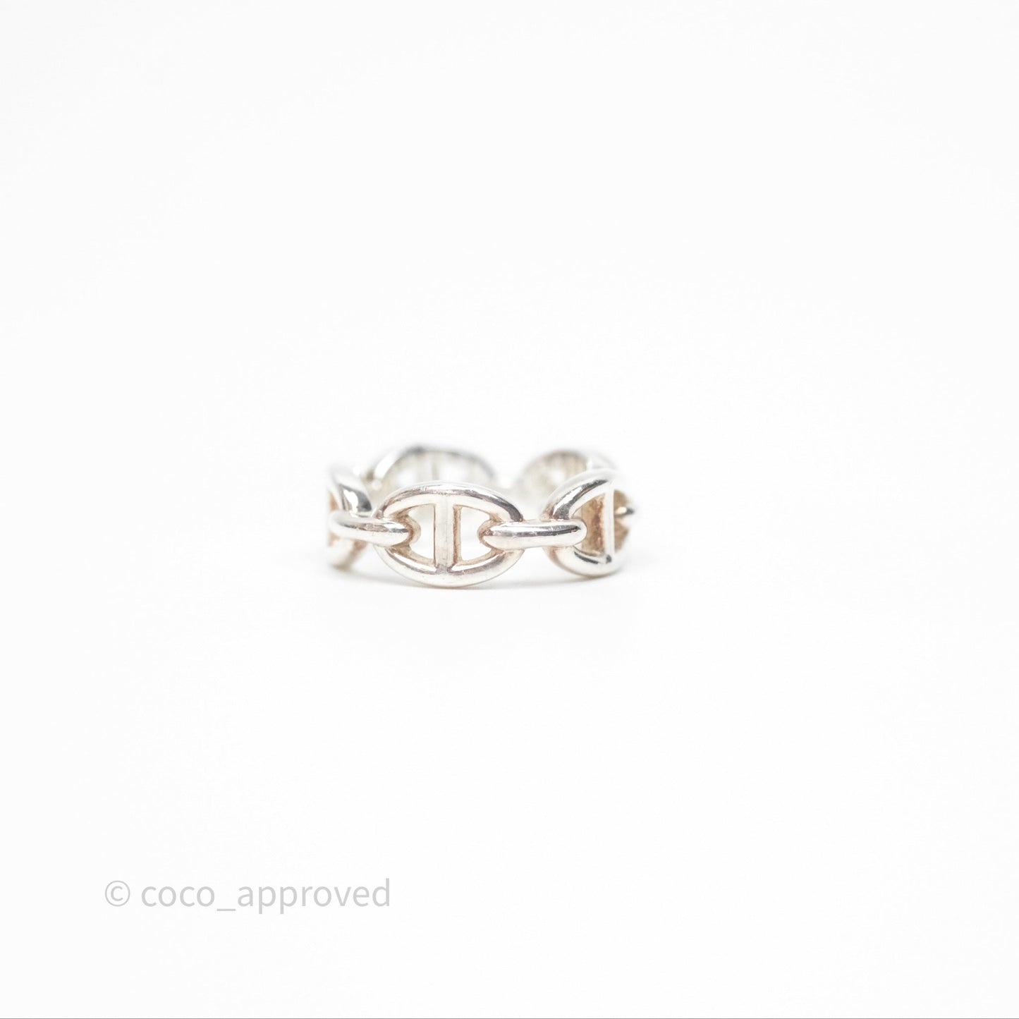 Hermès Sterling Silver PM Chaine d'Ancre Enchainee Band Ring 54