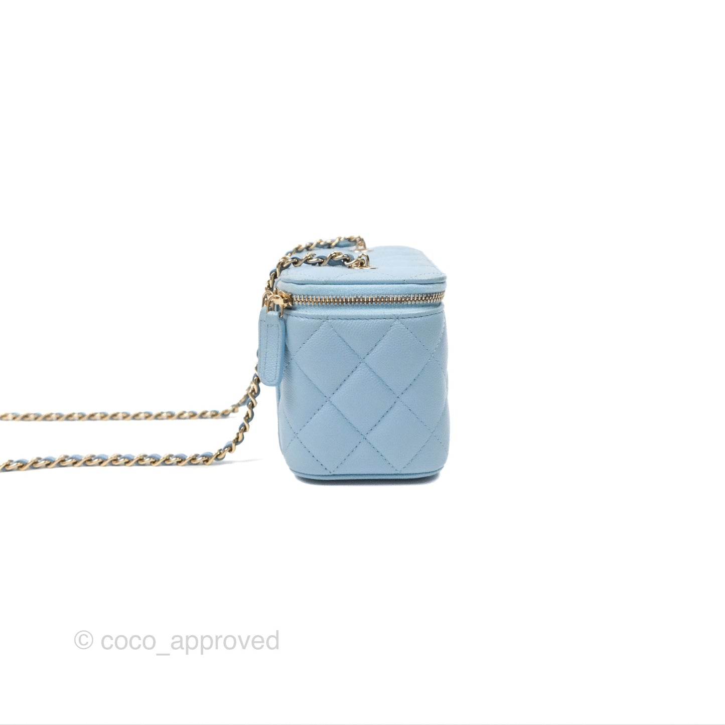 Chanel Classic Vanity With Chain Blue Caviar Gold Hardware