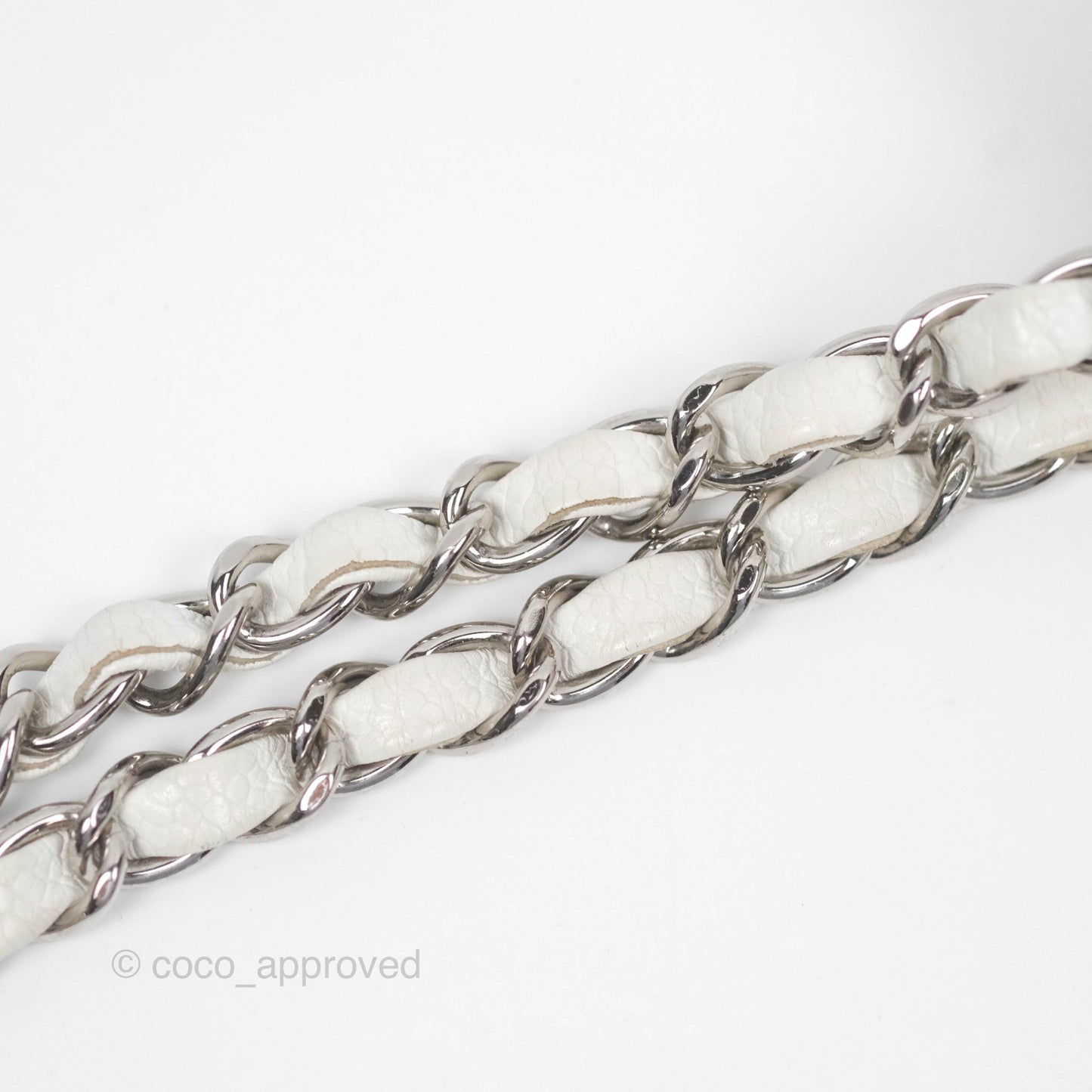 Chanel Classic M/L Medium Flap Quilted White Caviar Silver Hardware